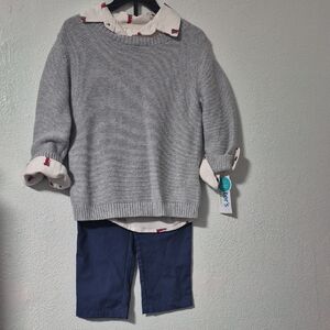 3 Piece Gray Sweater, Shirt With Truck with Blue Pants Outfit Size 3T NWT